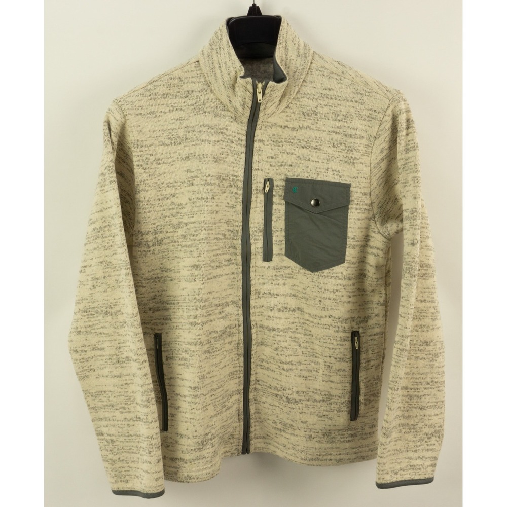 Criquet SFJ Sweater Fleece Jacket Mens Medium Beige Full Zip Performance Golf